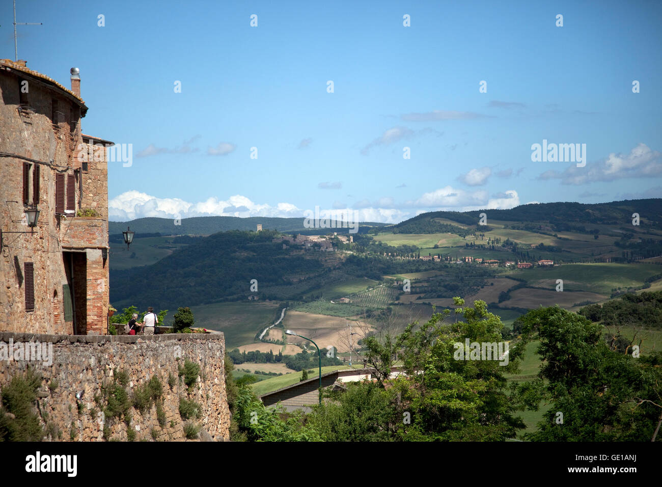 Blick von Pienza, Italien und den Hügeln der Toskana. Stockfoto