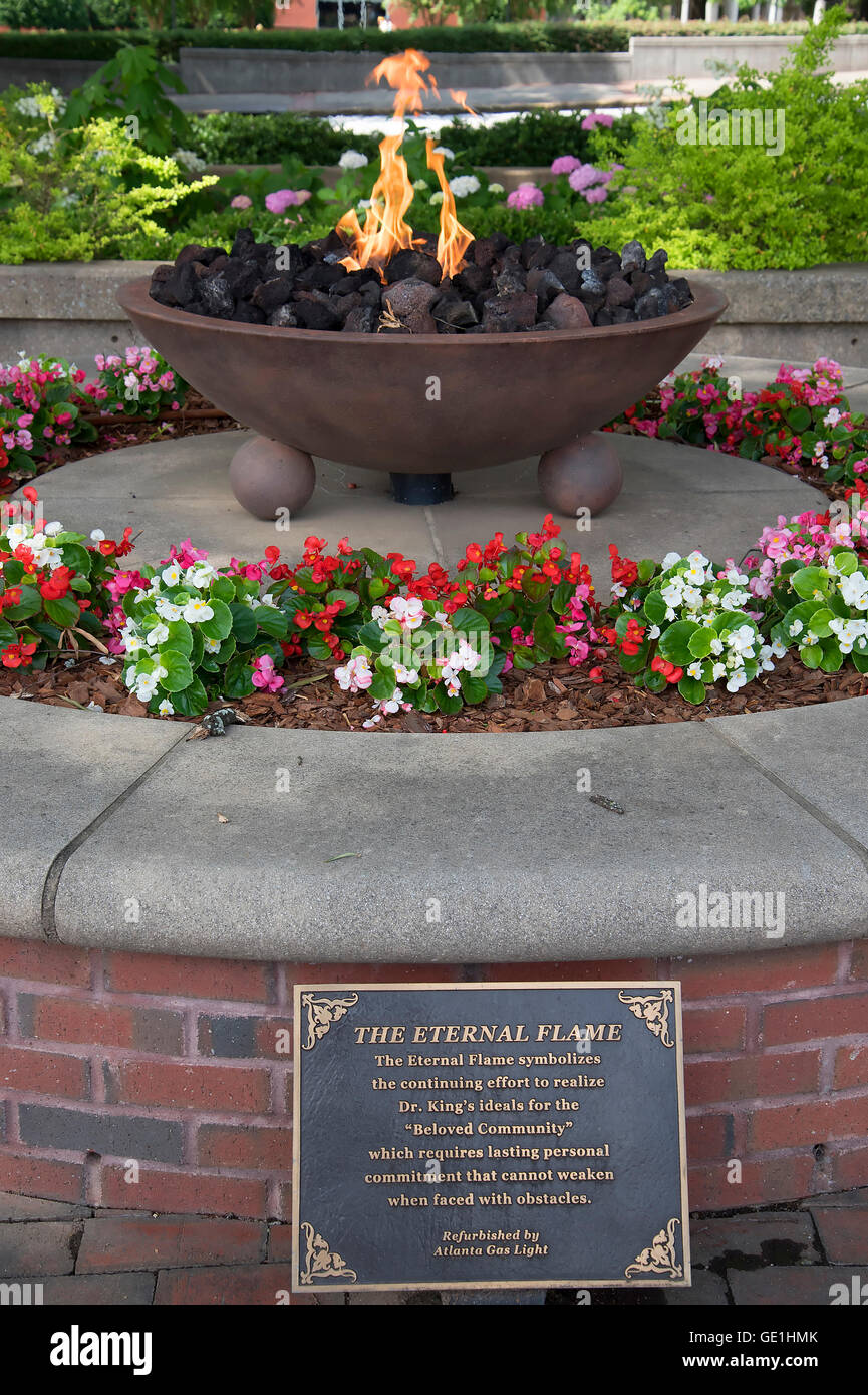 Die ewige Flamme am Memorial Center, Martin Luther King Jr. in Atlanta Georgia Stockfoto