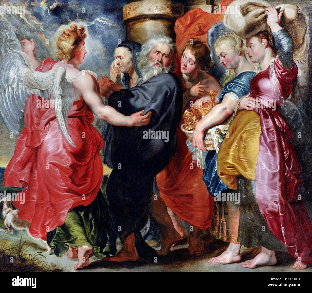 Jacob Jordaens, die Flucht von Lot und seiner Familie aus Sodom (nach Rubens). Ca. 1618-20. Öl auf Leinwand. Stockfoto