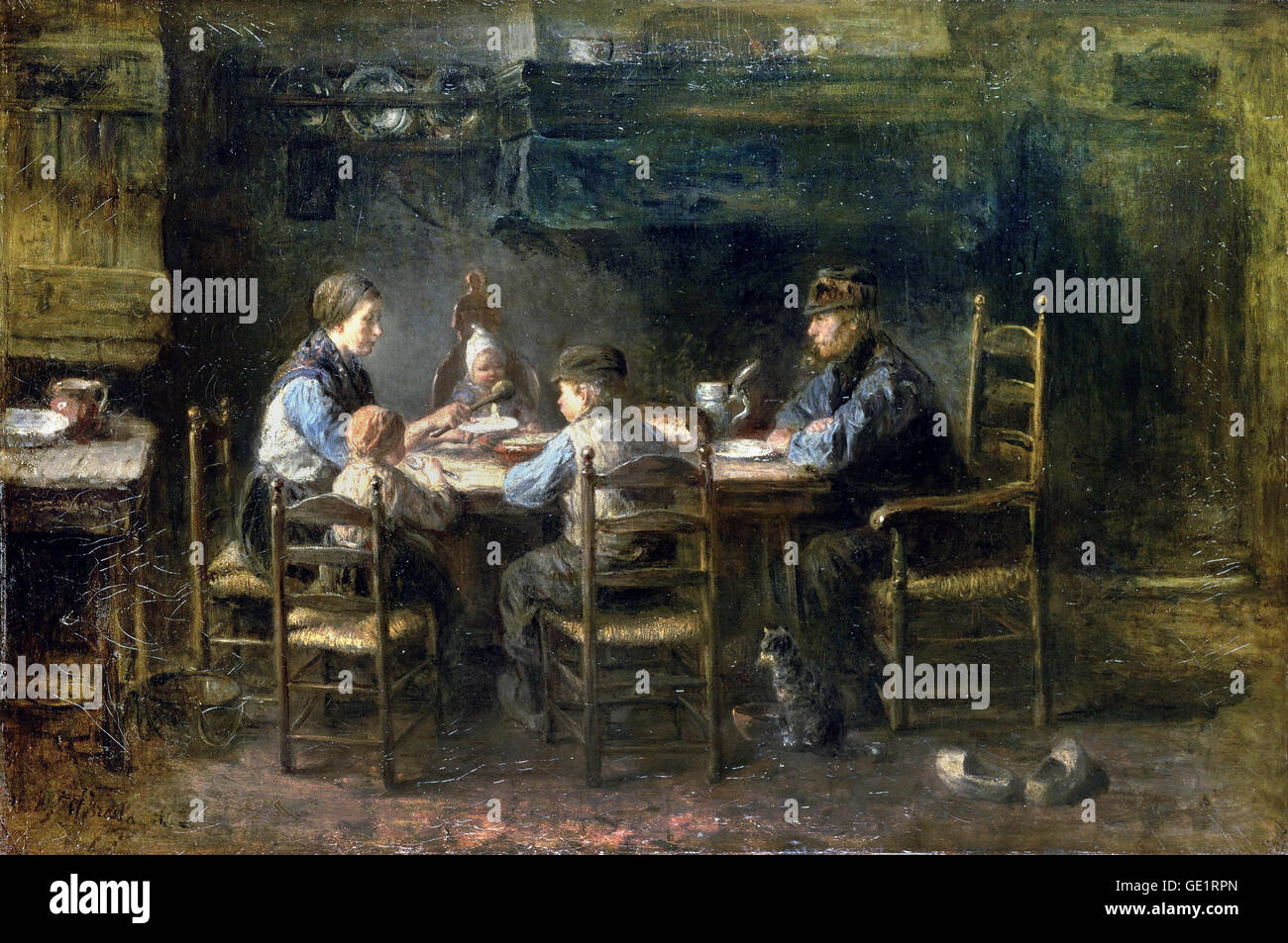 Jozef Israels, Bauernfamilie am Tisch. 1882-Öl auf Leinwand. Van Gogh Museum, Amsterdam, Niederlande. Stockfoto