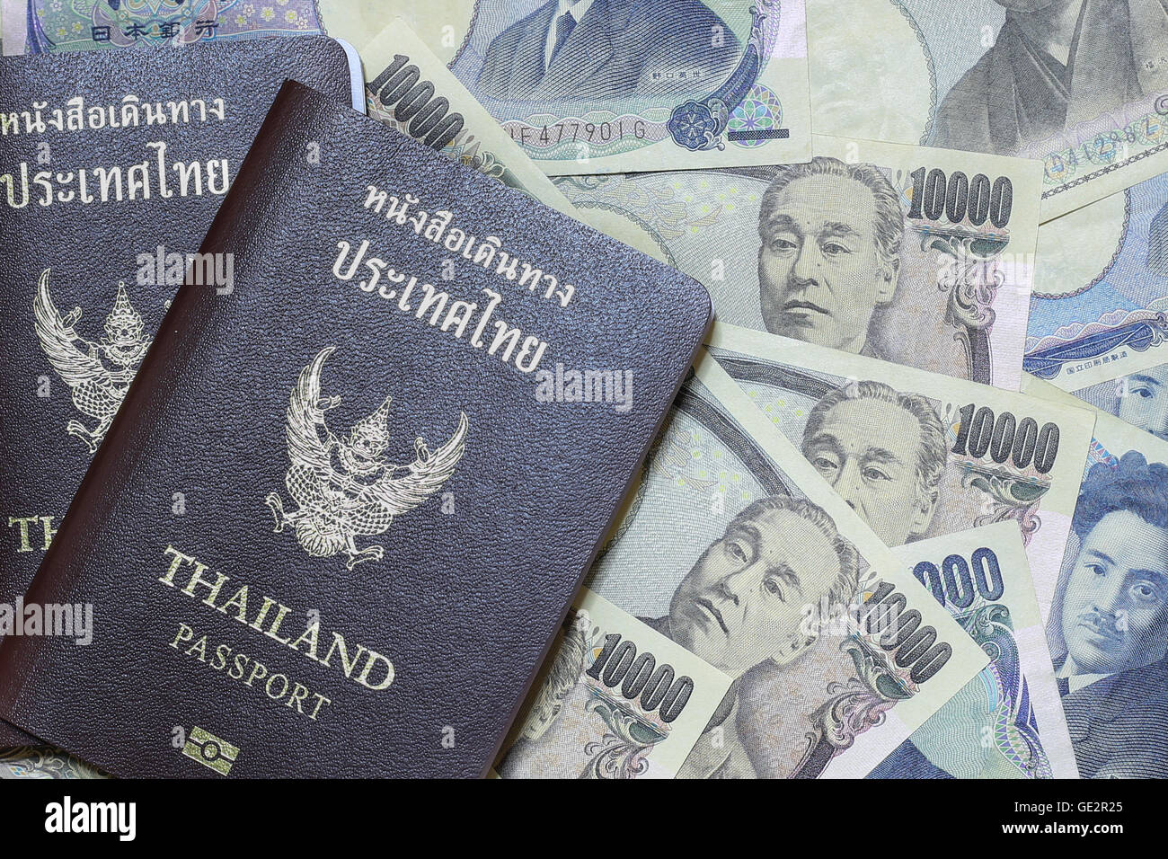 Thailand-Pass auf die Währung aus japan Stockfoto
