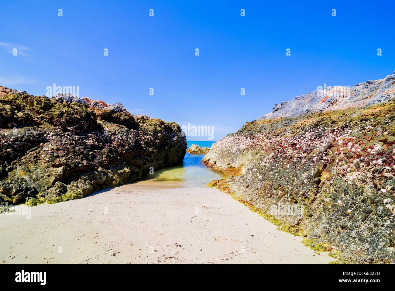 Wunderschöne Inseln in Thailand. Schnorchelparadies mit klaren Wasser und Steinen Strand Stockfoto