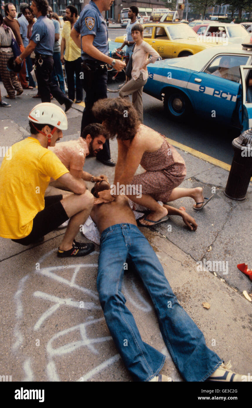 Tötung Opfer NYC, Mord, East Village, 3rd Avenue Stockfoto