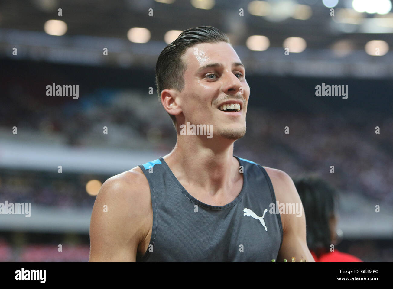 London, UK. 22. Juli 2016. IAAF Diamond League Jubiläumsspiele. Vicout nimmt den ersten Platz in der Herren 100m. Bildnachweis: Dan Cooke/Alamy Live-Nachrichten Stockfoto