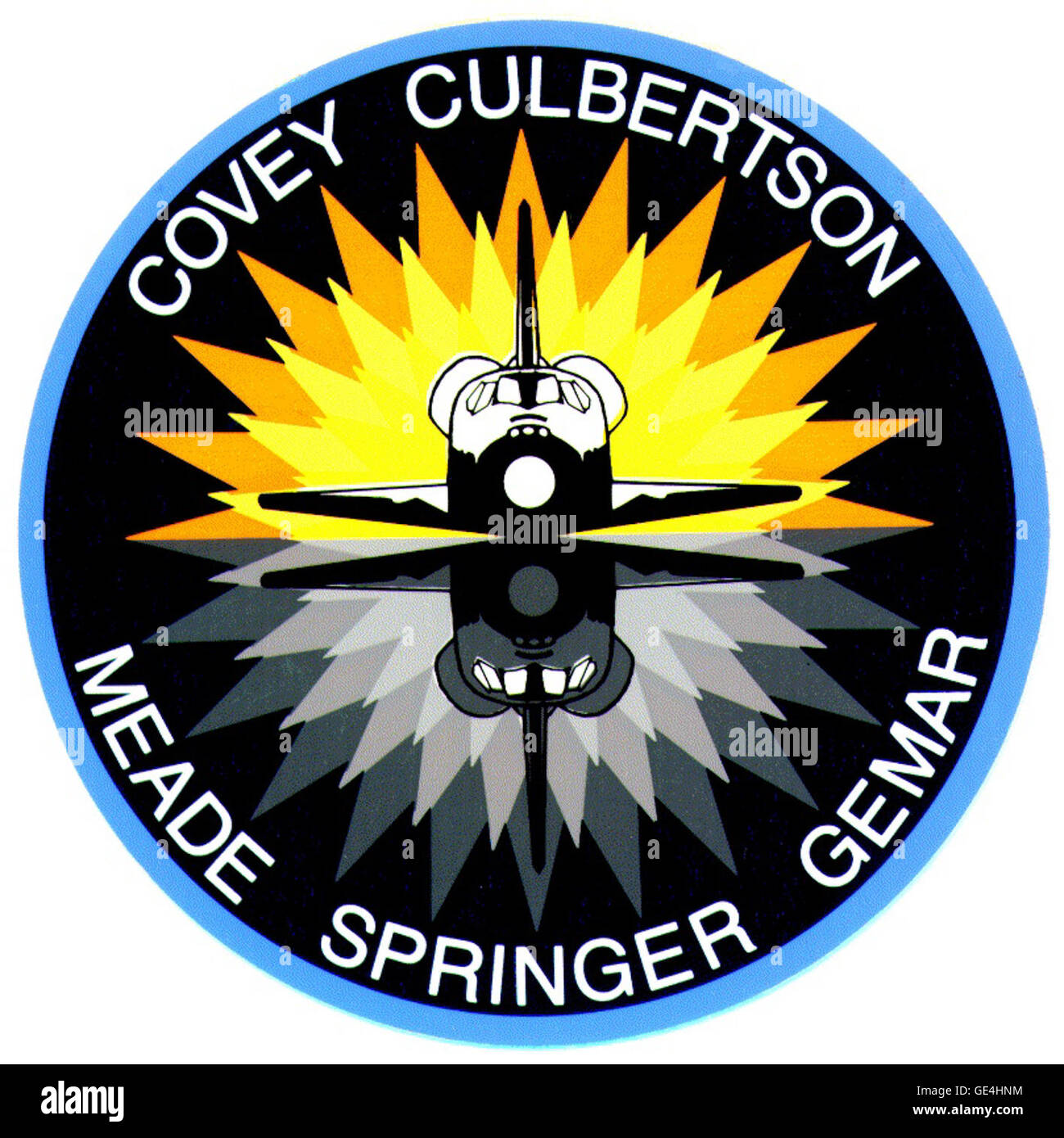 Start: 15. November 1990 Landung: 20. November 1990 Shuttle Landing Facility, Kennedy Space Center Astronauten: Richard O. Covey, Frank L. Culbertson Jr., Robert C. Springer, Carl J. Meade und Charles D. Gemar Space Shuttle: Atlantis siebten Mission gewidmet des Verteidigungsministeriums.  www.NASA.gov/mission pages/Shuttle/shuttlemissions/Archiv... (http://www.nasa.gov/mission pages/shuttle/shuttlemissions/archives/sts-38.html) Stockfoto