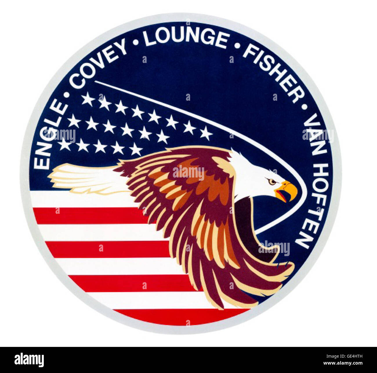 Dieses Bild zeigt die STS-51I-Mission, eine wichtige NASA-Raumschiff-Mission. Es zeigt die komplizierten Details der Raumfahrt und die bemerkenswerte Technologie, die während dieser Mission eingesetzt wurde. Stockfoto