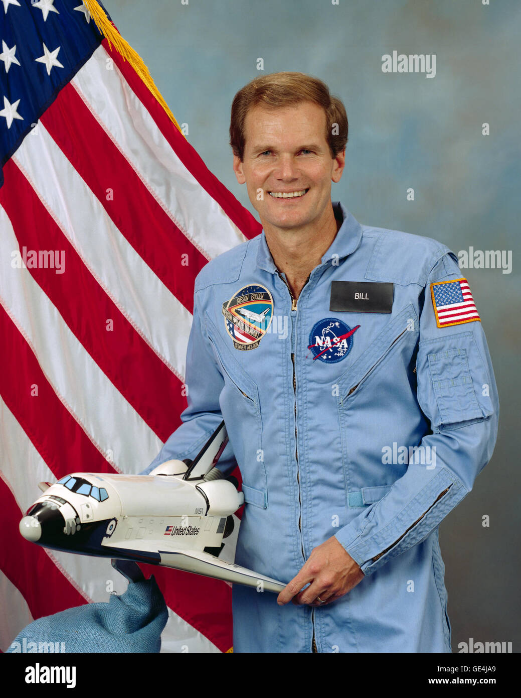 (25 Oktober 1985) Offizielles Porträt von US Repräsentant Bill Nelson (D)-Florida. Als Spezialist für Nutzlast auf Space Shuttle Columbia Mission, STS-61-C war er der zweite Kongressabgeordneten zu Raum gehen.  Bild-Nr.: S85-43440 Stockfoto