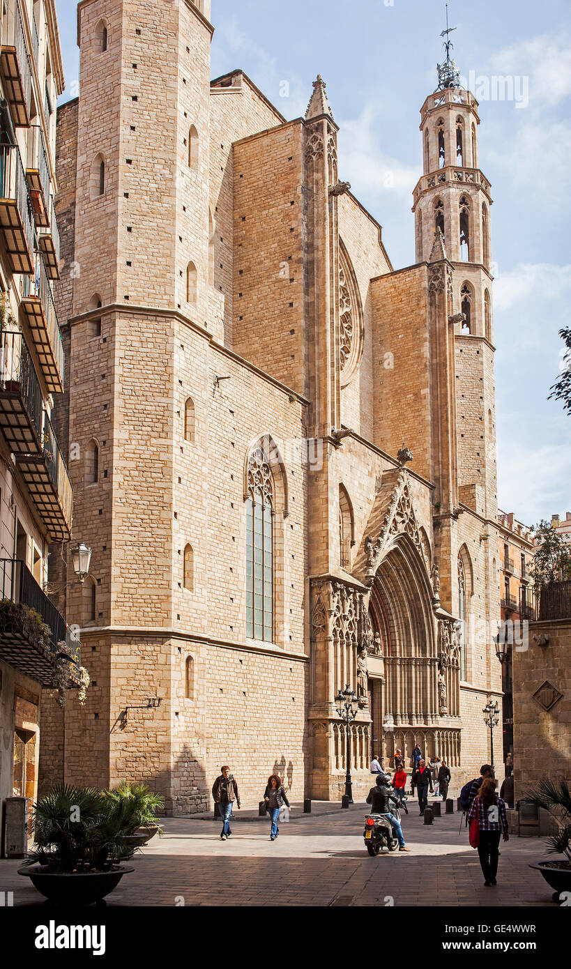 Santa Maria del Mar von Carrer Argenteria. Barcelona, Spanien Stockfoto