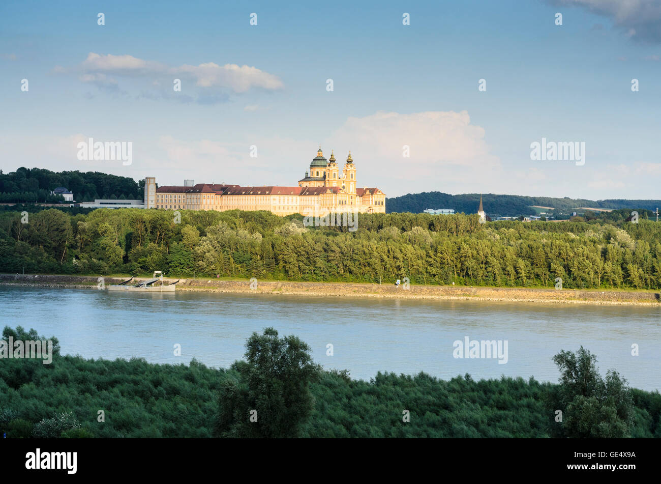 Melk: Donau, Melk Kloster Abtei, Österreich, Niederösterreich, Niederösterreich, Donau Stockfoto