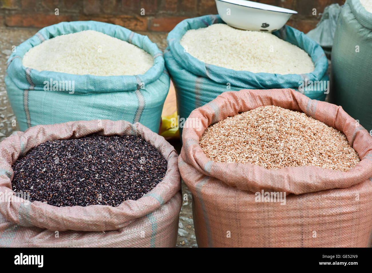 Verschiedene Arten von Reis Stockfoto