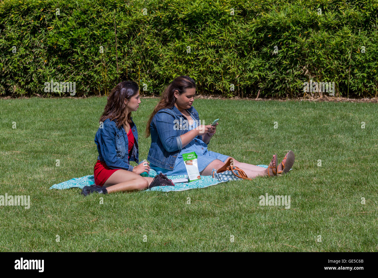 zwei junge Frauen, junge Frauen, Studentinnen, Studenten, Sonoma State University, City, Rohnert Park, Sonoma County, Kalifornien Stockfoto