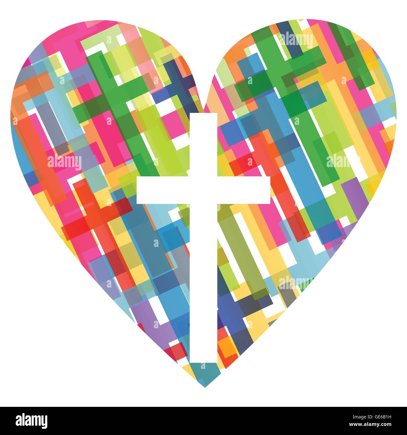 Das Christentum Religion Kreuz Mosaik Herzen Konzept abstrakten Hintergrund Illustration Vektor für poster Stock Vektor