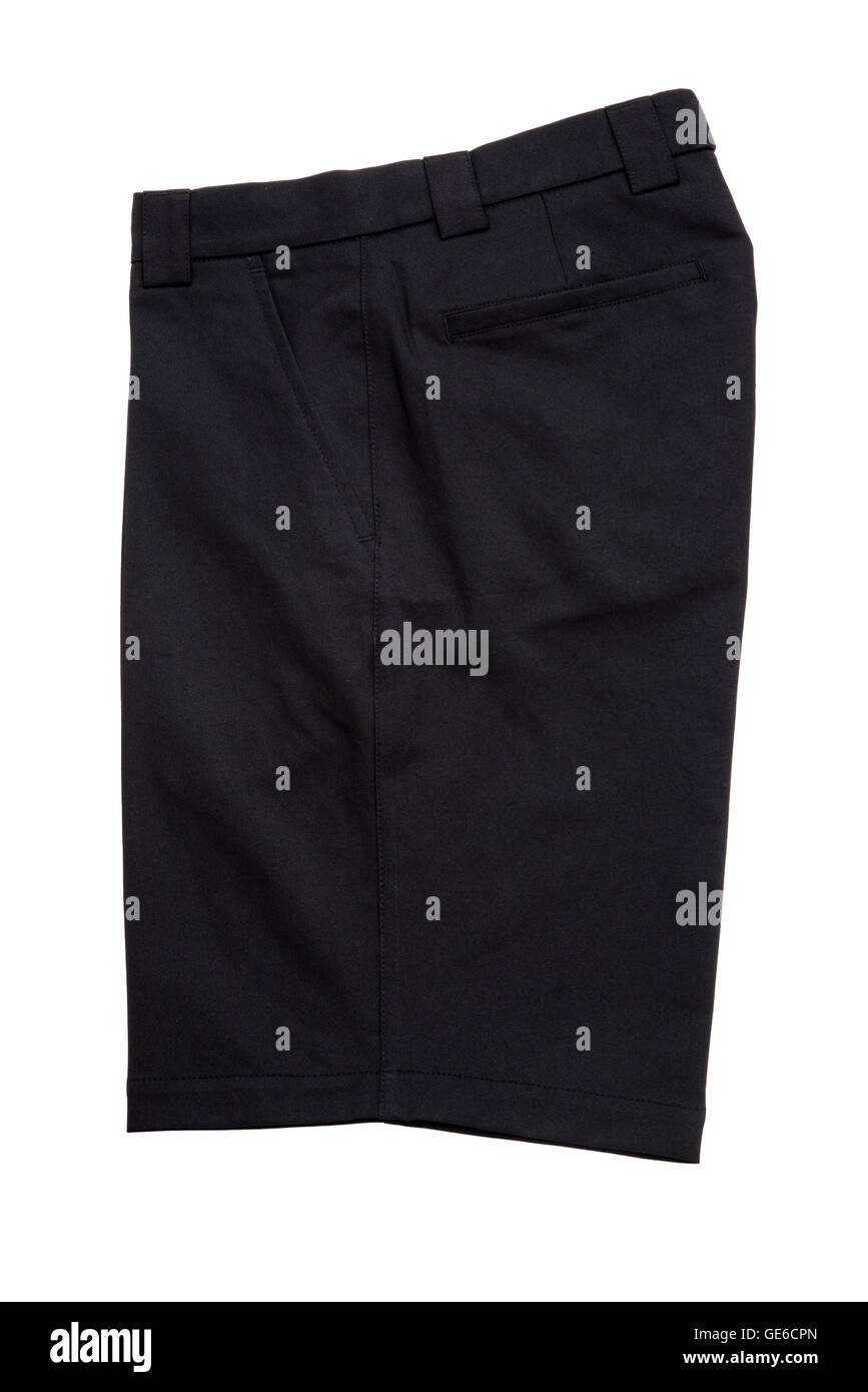 Schwarze kurze Hose Hosen für Männer isoliert auf weißem Hintergrund Stockfoto