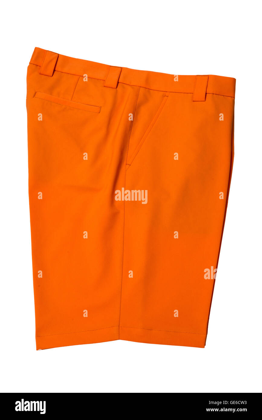 Orange kurze Hose Hose für Mann oder Frau auf weißem Hintergrund Stockfoto