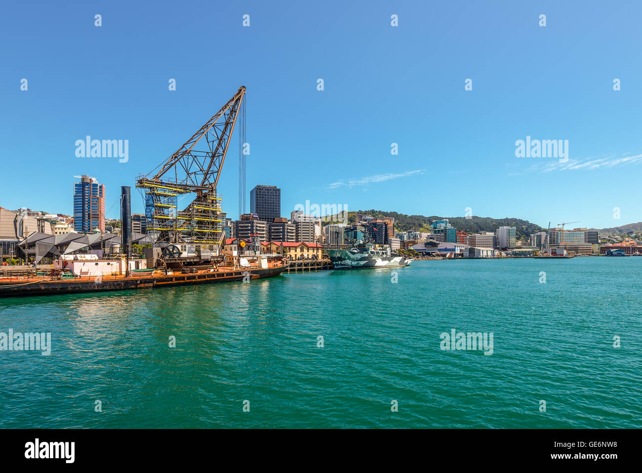 Die Harbourfront Wellington, New Zealand, Hauptstadt von Neuseeland. Stockfoto