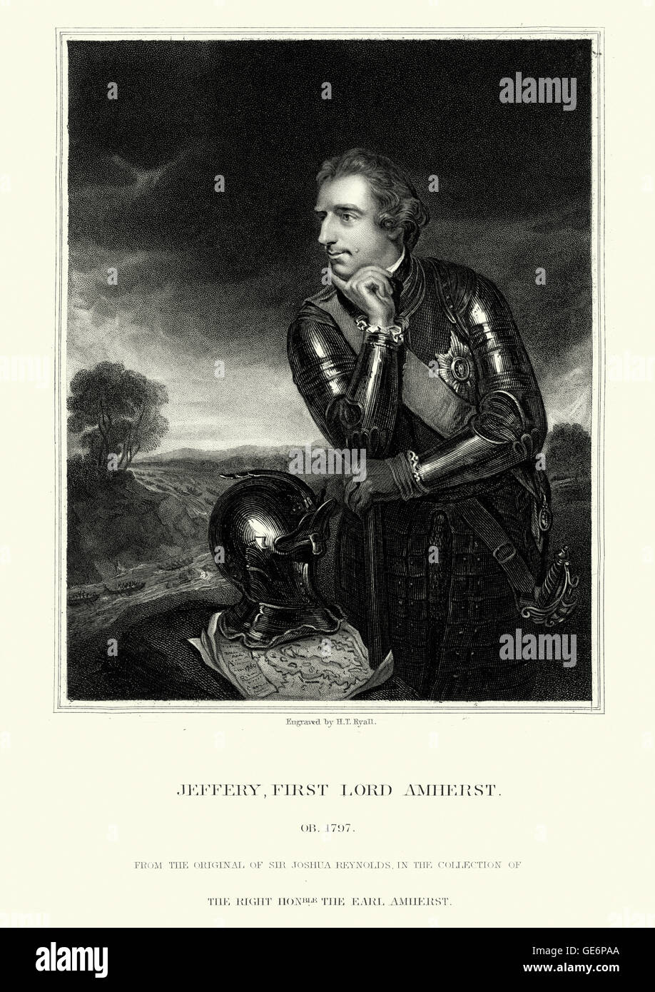 Porträt von Jeffrey Amherst, 1. Baron Amherst serviert, als Offizier in der britischen Armee und als Oberbefehlshaber der Streitkräfte. Stockfoto