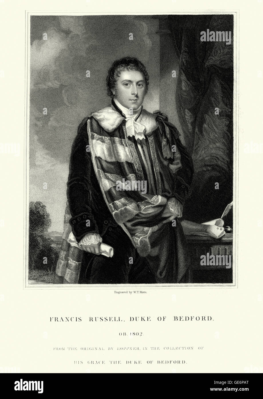 Porträt von Francis Russell, 5. Duke of Bedford eines englischen Aristokraten und Whig Politiker, verantwortlich für einen Großteil der Entwickl Stockfoto