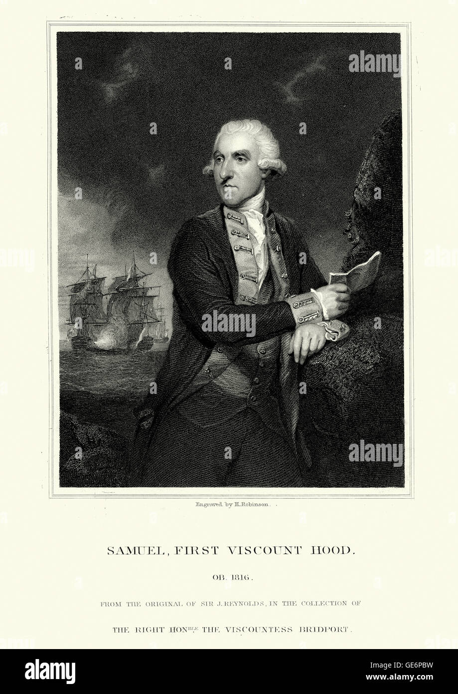Porträt von Samuel Hood, 1. Viscount Hood ein britischer Admiral, bekannt besonders für seine Verdienste in der amerikanischen Revolutionäre Wa Stockfoto