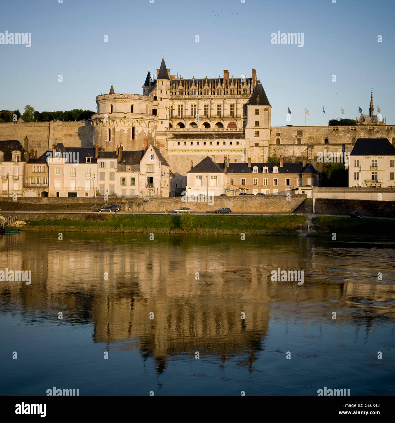 Blick auf das Schloss Amboise und der Loire in Frankreich, 26. Juni 2008. Stockfoto