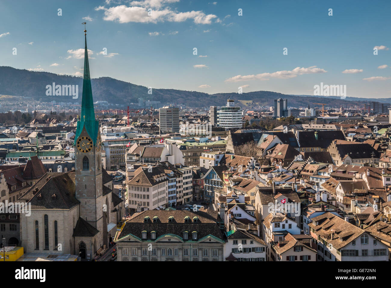 Panoramische Ansicht der Stadt Zürich Stockfoto