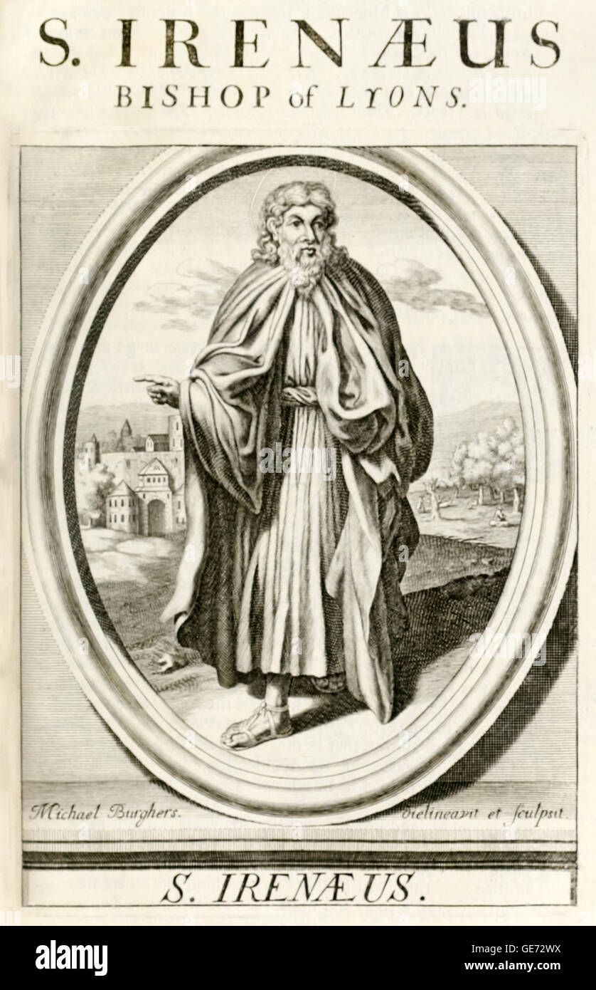 Irenäus (gest. 202) Bischof von Lyon (Lugdunum) in Gallien eine frühe Kirchenvater und Apologet, dessen bekanntestes Werk ist "Adversus Haereses". Stockfoto