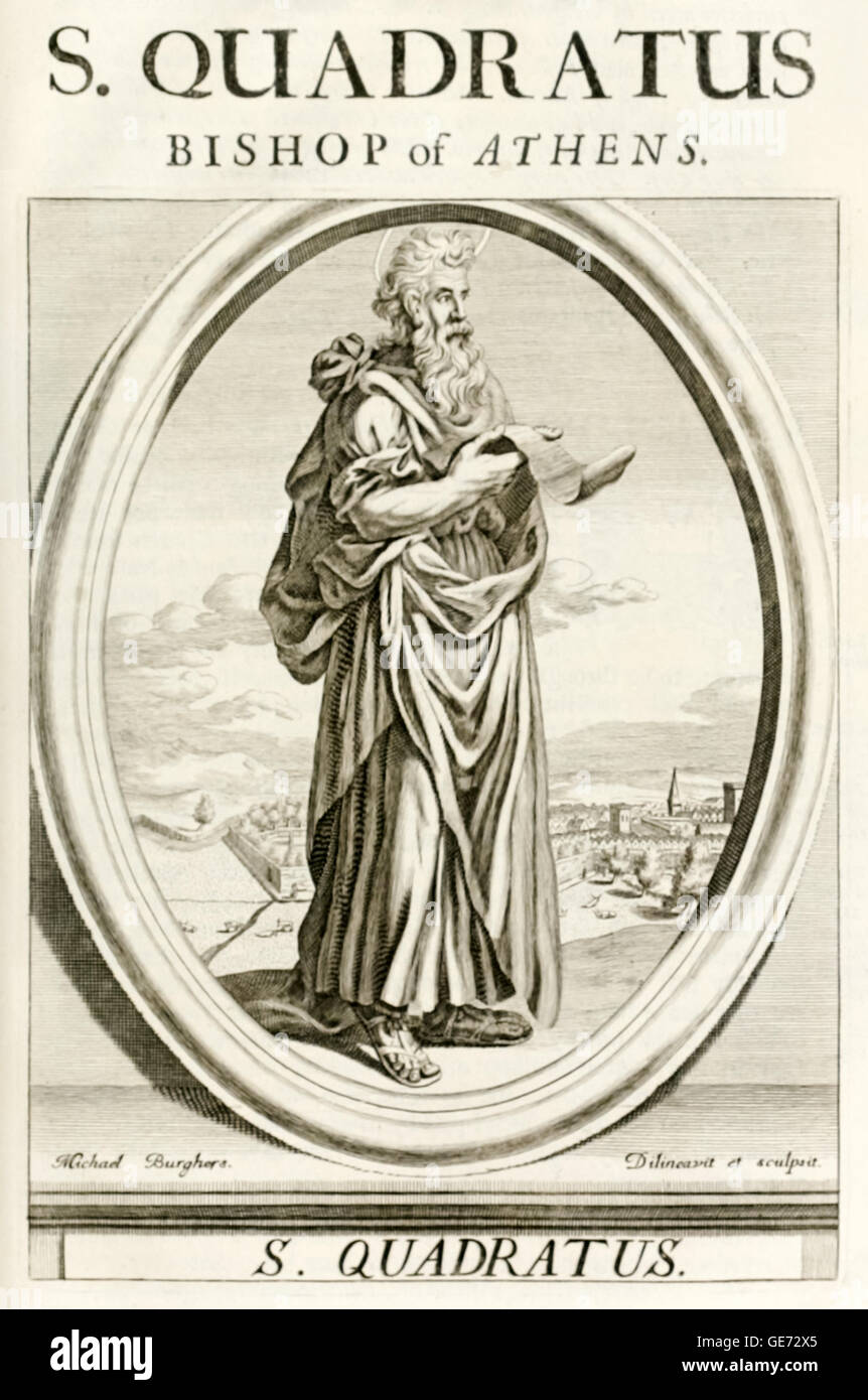 Saint Quadratus Bischof von Athen (gest. 129) zunächst die christlichen Apologeten und Schüler der Apostel. Stockfoto
