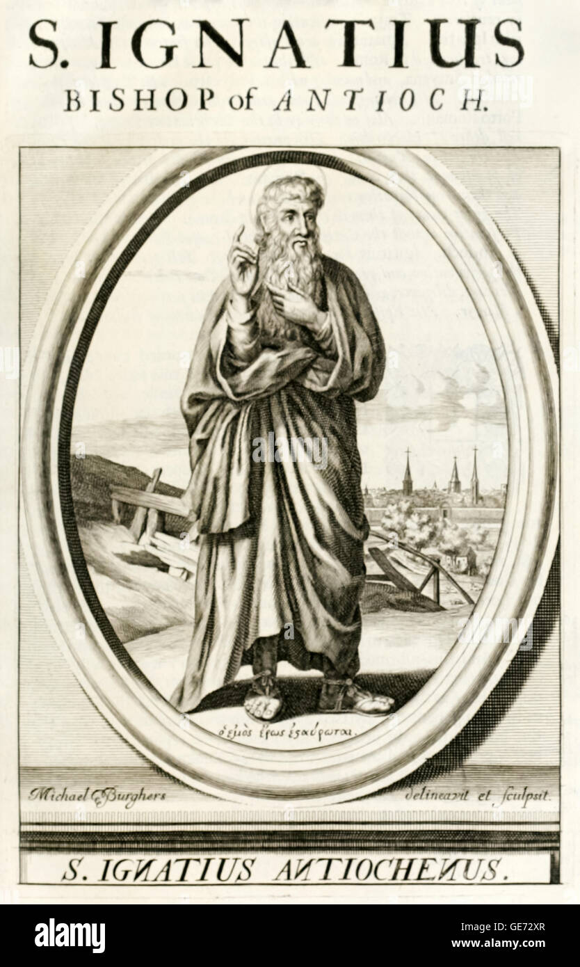 Ignatius von Antiochien, Bischof von Antiochien (35-108) einen apostolischen Vater, Schüler des Apostels Johannes starb als Märtyrer durch gefüttert, wilde Tiere im Kolosseum. Stockfoto
