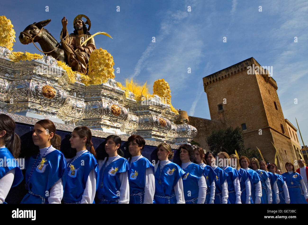 Palmsonntag-Prozession (Procesión de Jesús Triunfante), Elche. Provinz Alicante, Comunidad Valenciana, Spanien Stockfoto