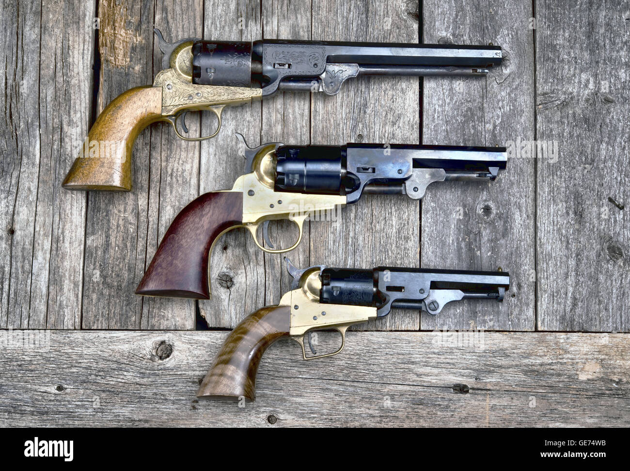 Cowboy Pistolen, die den wilden Westen gewonnen. Stockfoto