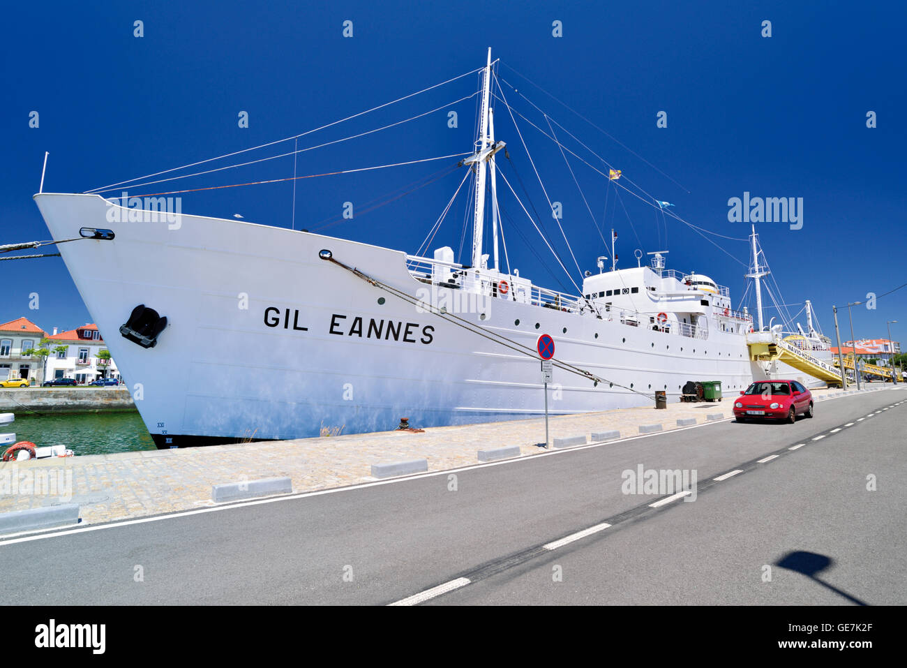 Portugal, Viana do Castelo: Krankenhaus Museum Schiff Gil Eannes Verankerung am Kai Stockfoto