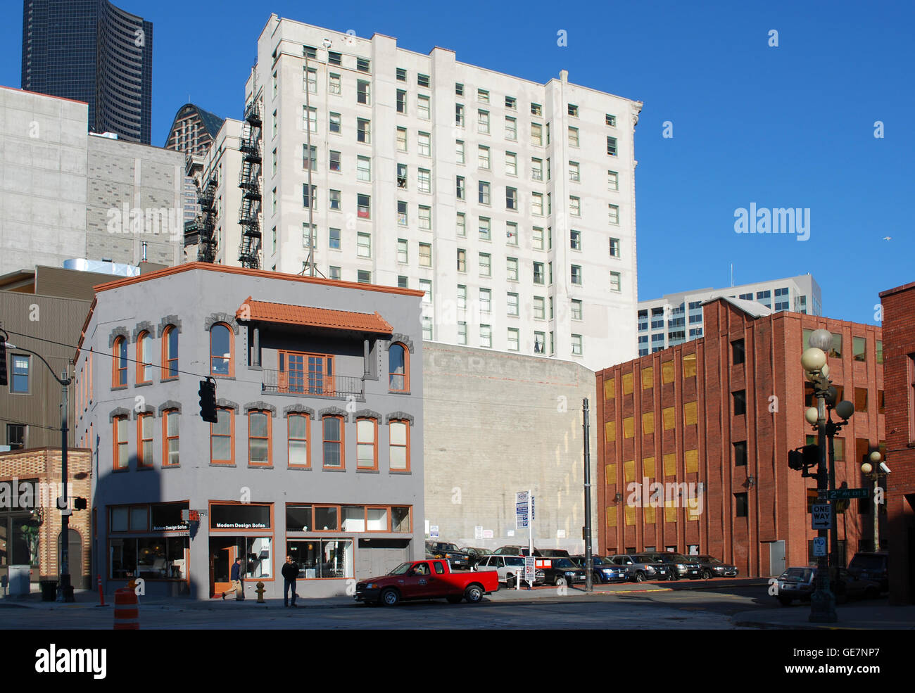 Gebäude auf South Washington St Seattle Washington USA Stockfoto