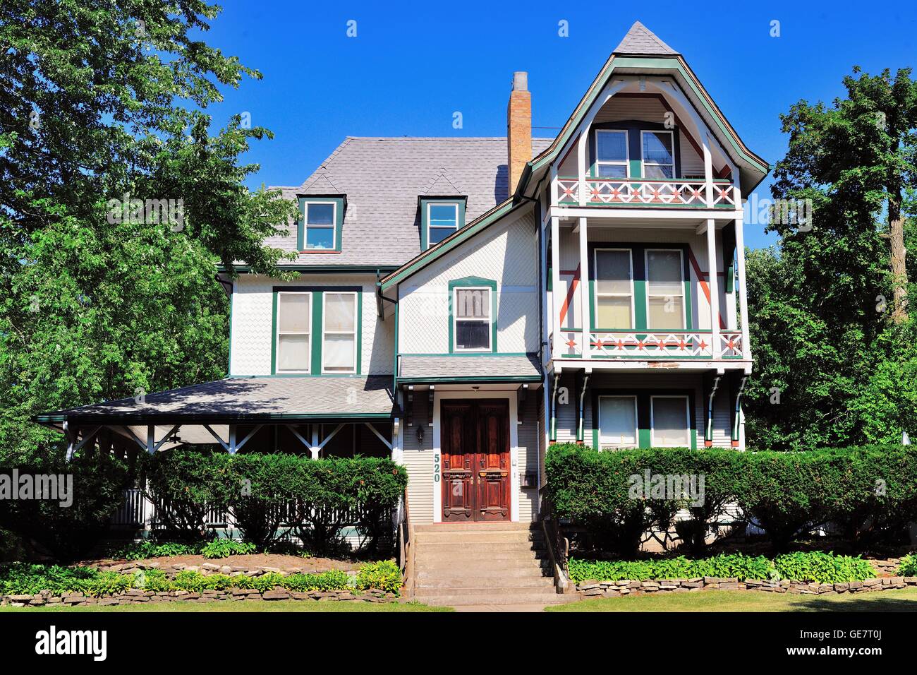 Oak Park, Illinois, USA. Enthält viele verehrten, historischen und charakteristischen Häuser wie dieses Beispiel. Stockfoto