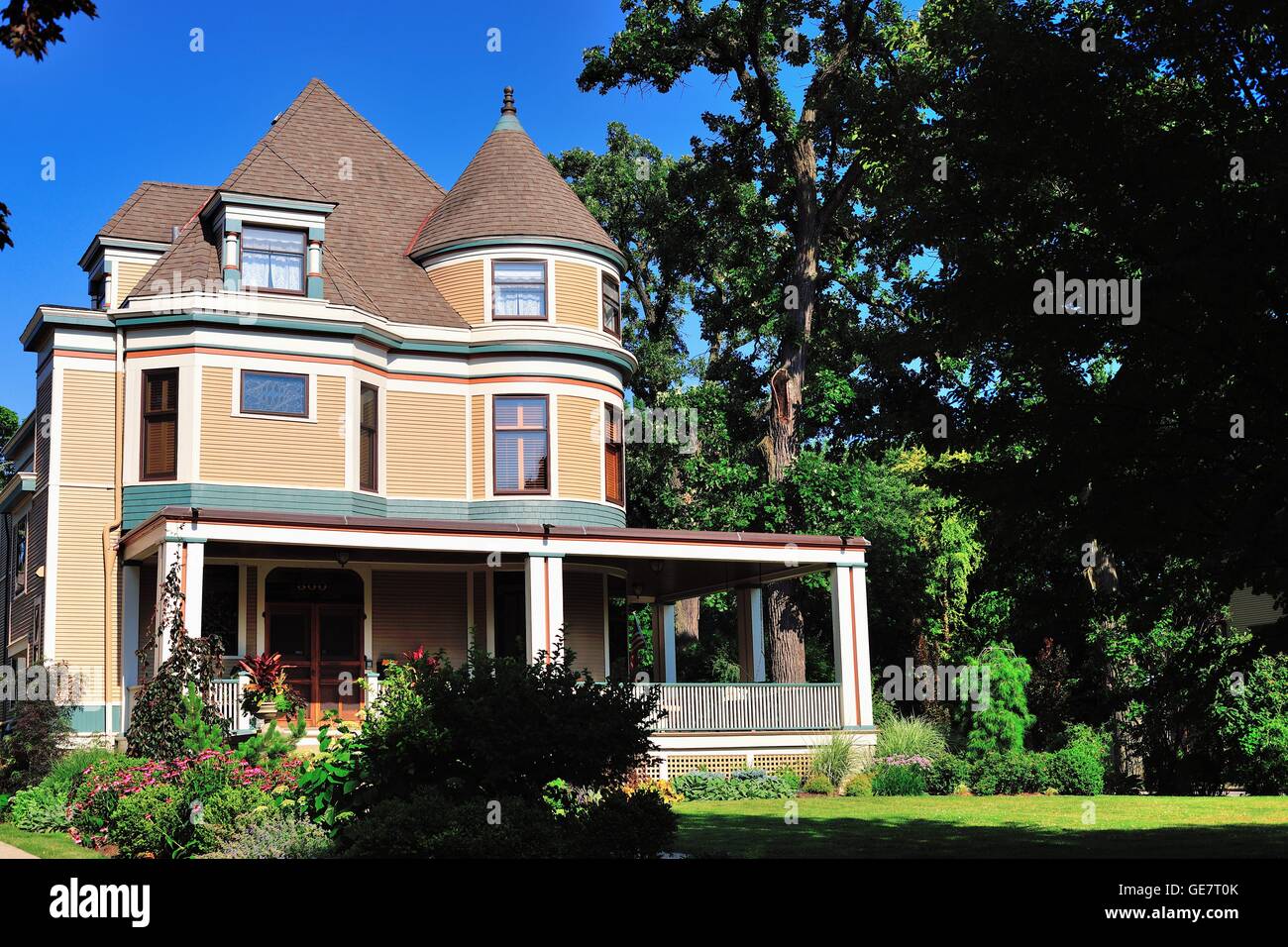 Oak Park, Illinois, USA. Enthält viele verehrten, historischen und charakteristischen Häuser wie dieses Beispiel. Stockfoto