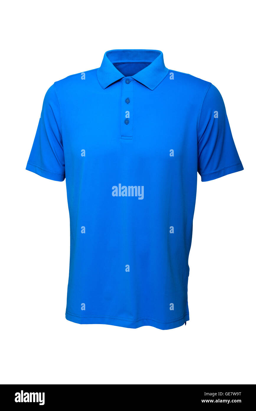 Golf Tee Shirt Blau Farbe für Mann oder Frau auf weißem Hintergrund Stockfoto