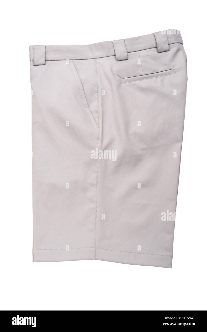 Graue kurze Hosen Hosen für Männer isoliert auf weißem Hintergrund Stockfoto