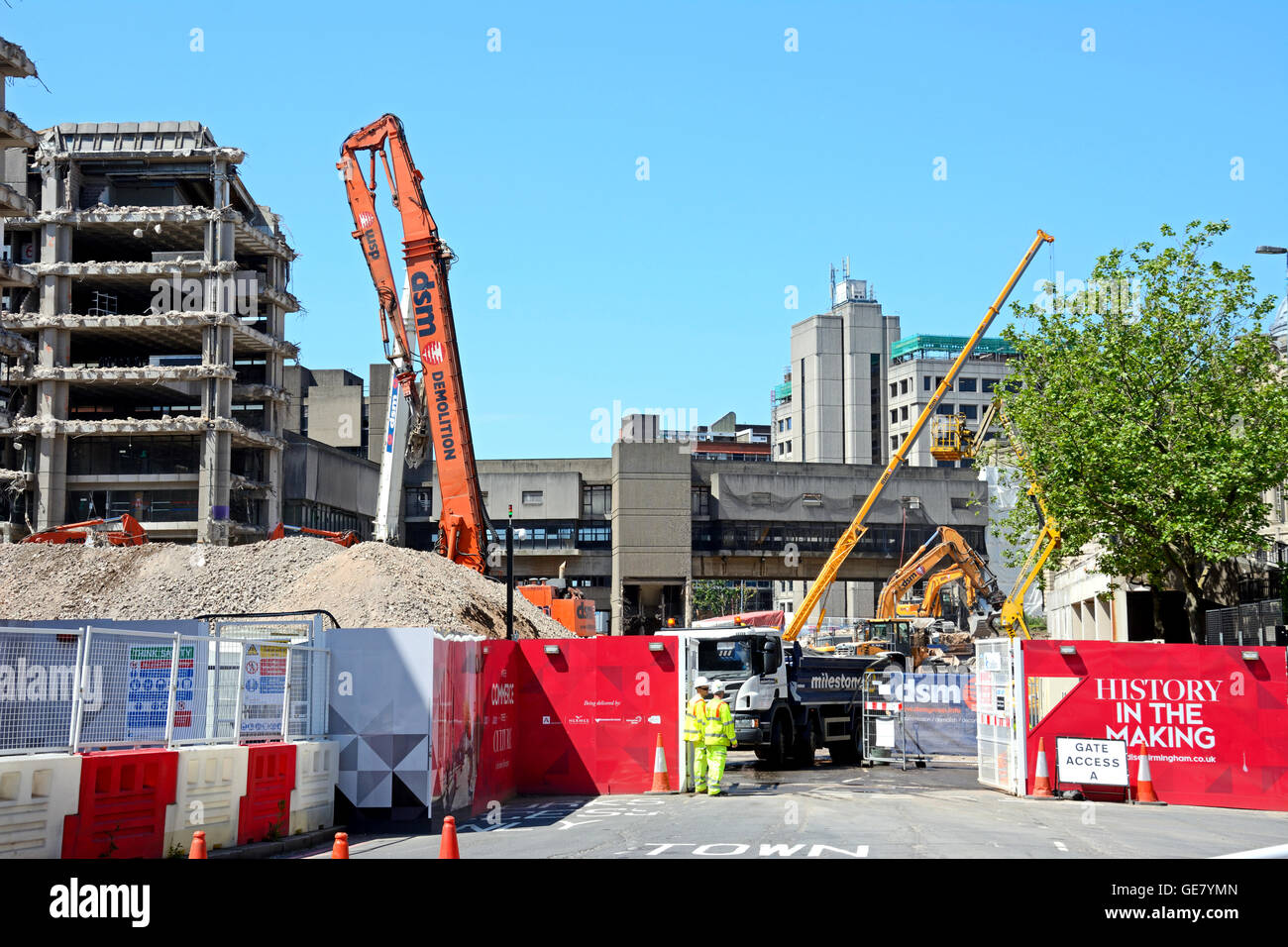 Abriss-Baustelle für die alten Birmingham Central Library, Birmingham, England, Vereinigtes Königreich, West-Europa. Stockfoto