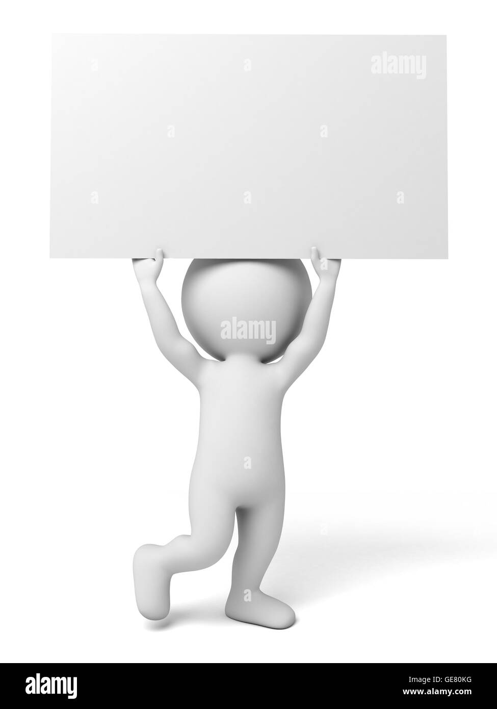 3D Mann und eine weiße Tafel Stockfoto