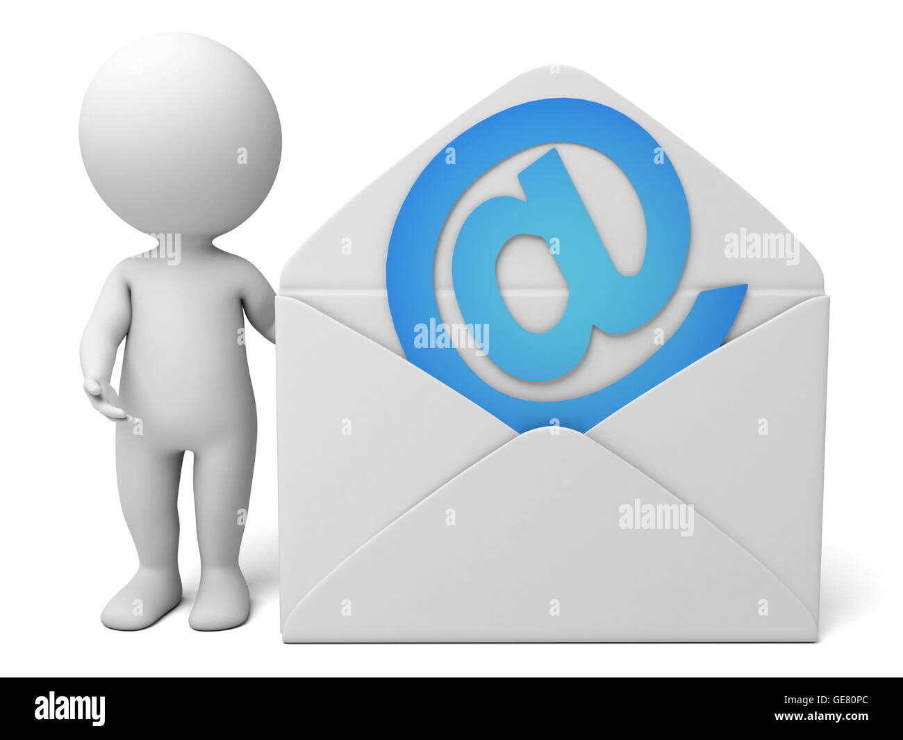 Der 3d Kerl und eine e-Mail- Stockfoto