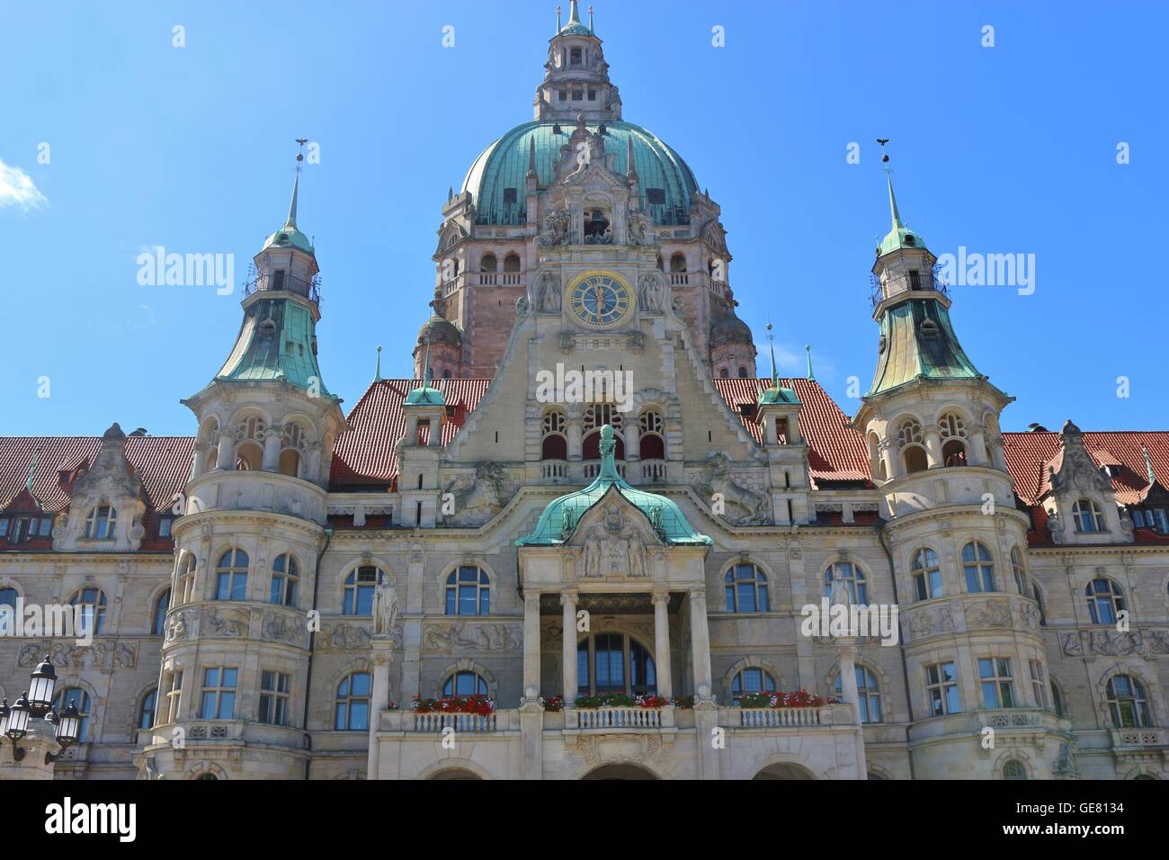 Das neue Rathaus in Hannover, Landeshauptstadt von Niedersachsen, Norddeutschland. Stockfoto
