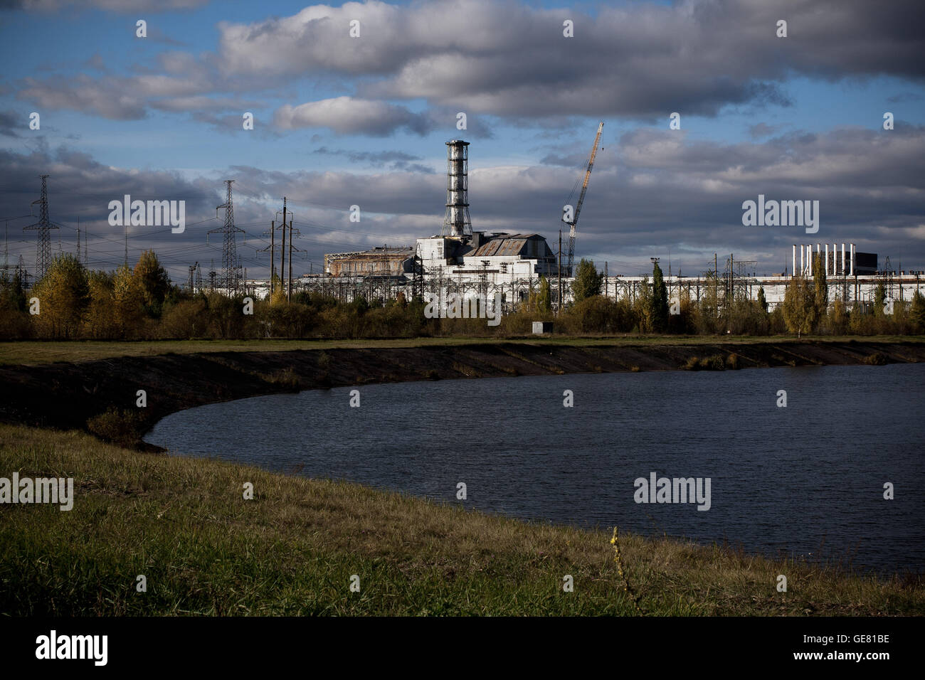 Tschernobyl-Reaktor #4 innerhalb der Sperrzone, Ukraine. Stockfoto