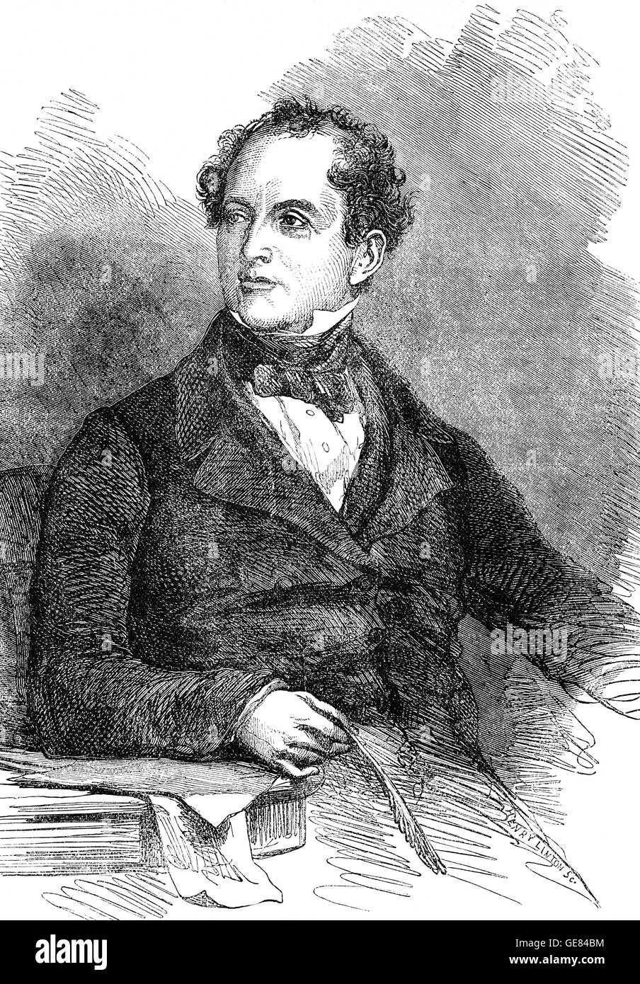 Thomas Moore (1779 – 1852) war ein irischer Dichter, Sänger, Songwriter und Entertainer, bekannt für die Texte von "The Minstrel Boy" und "The Last Rose of Summer".  Er gilt als Irlands nationale Barde. Stockfoto