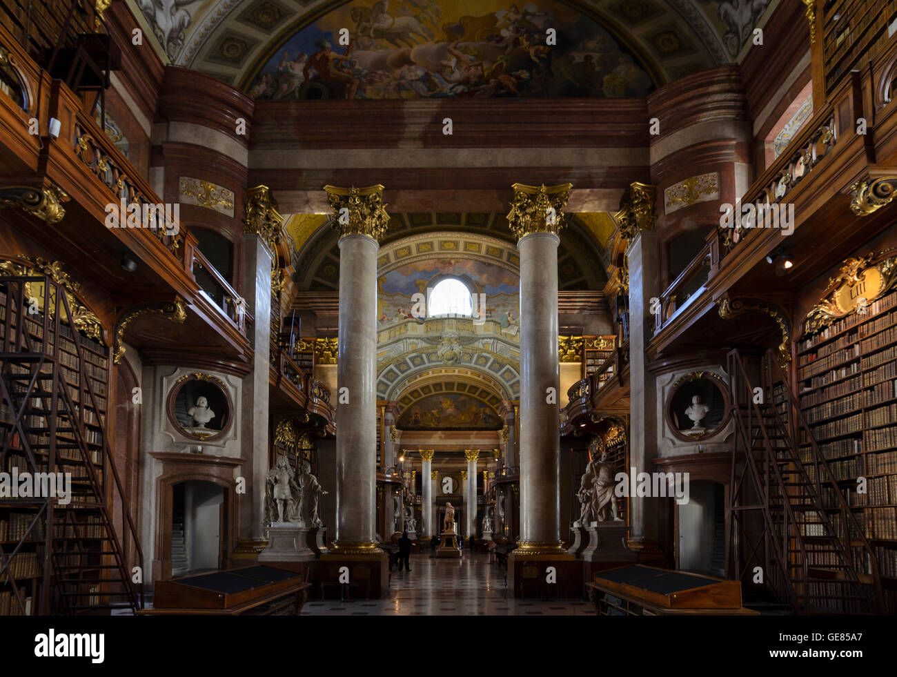 Wien, Wien: Prunksaal der österreichischen National Bibliothek, Österreich, Wien, 01. Stockfoto