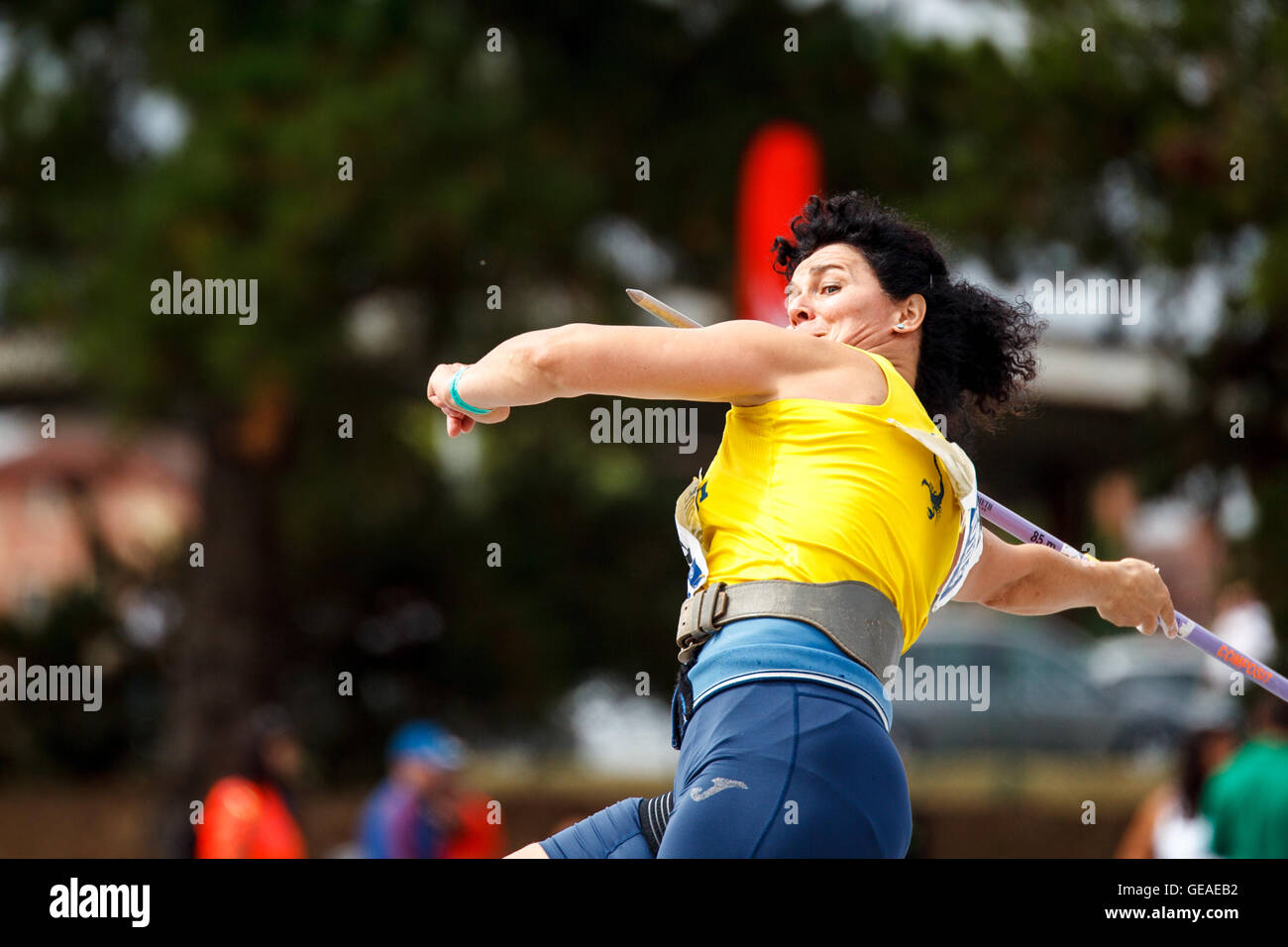 Las Mestas, Gijón, Asturien, Spanien. 23. Juli 2016. 96. spanischen Leichtathletik-Meisterschaft. Tag eins. TILEA Felicea während der abschließenden Speerwerfen. Foto: Alvaro Campo. Bildnachweis: Alvaro Campo/Alamy Live-Nachrichten Stockfoto