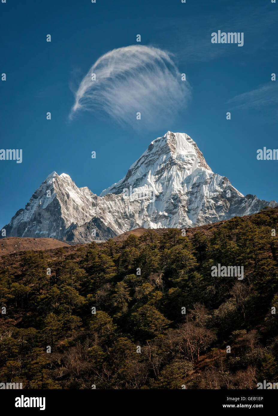 Nepal, Himalaya, Solo Khumbu, Ama Dablam, Ama Dablam South West Ridge Stockfoto
