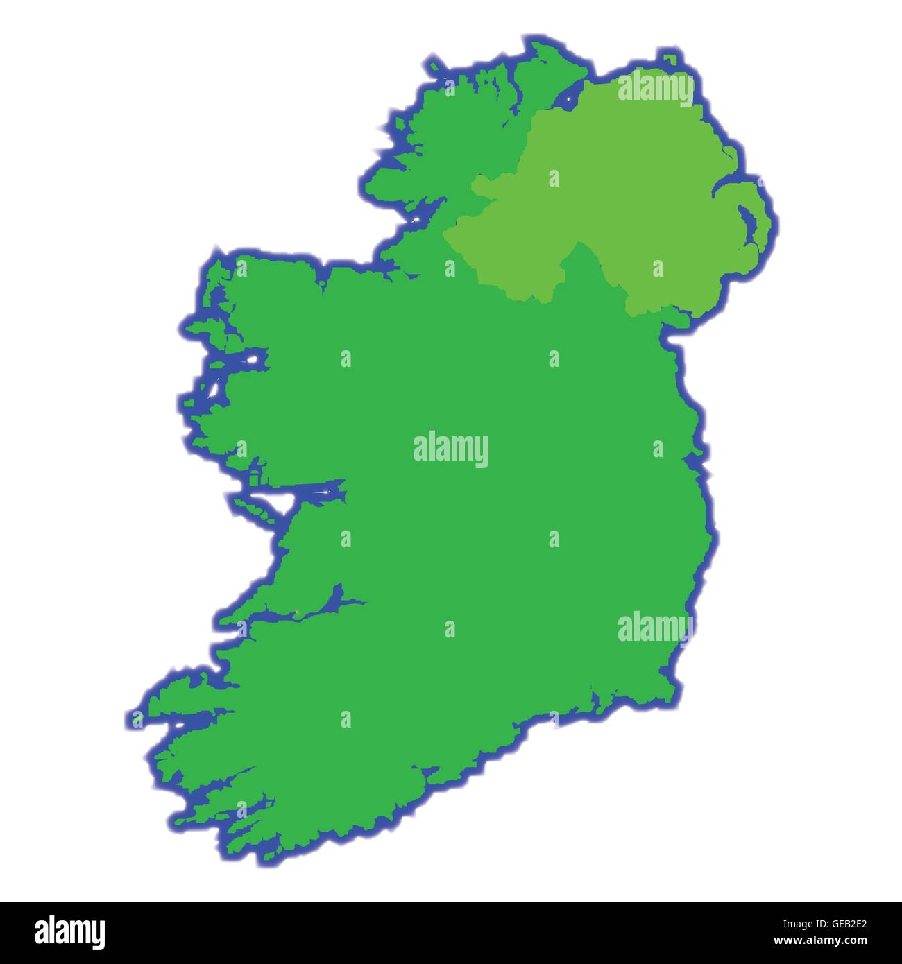 Norden und Süden Irlands vor einem weißen Hintergrund Stock Vektor