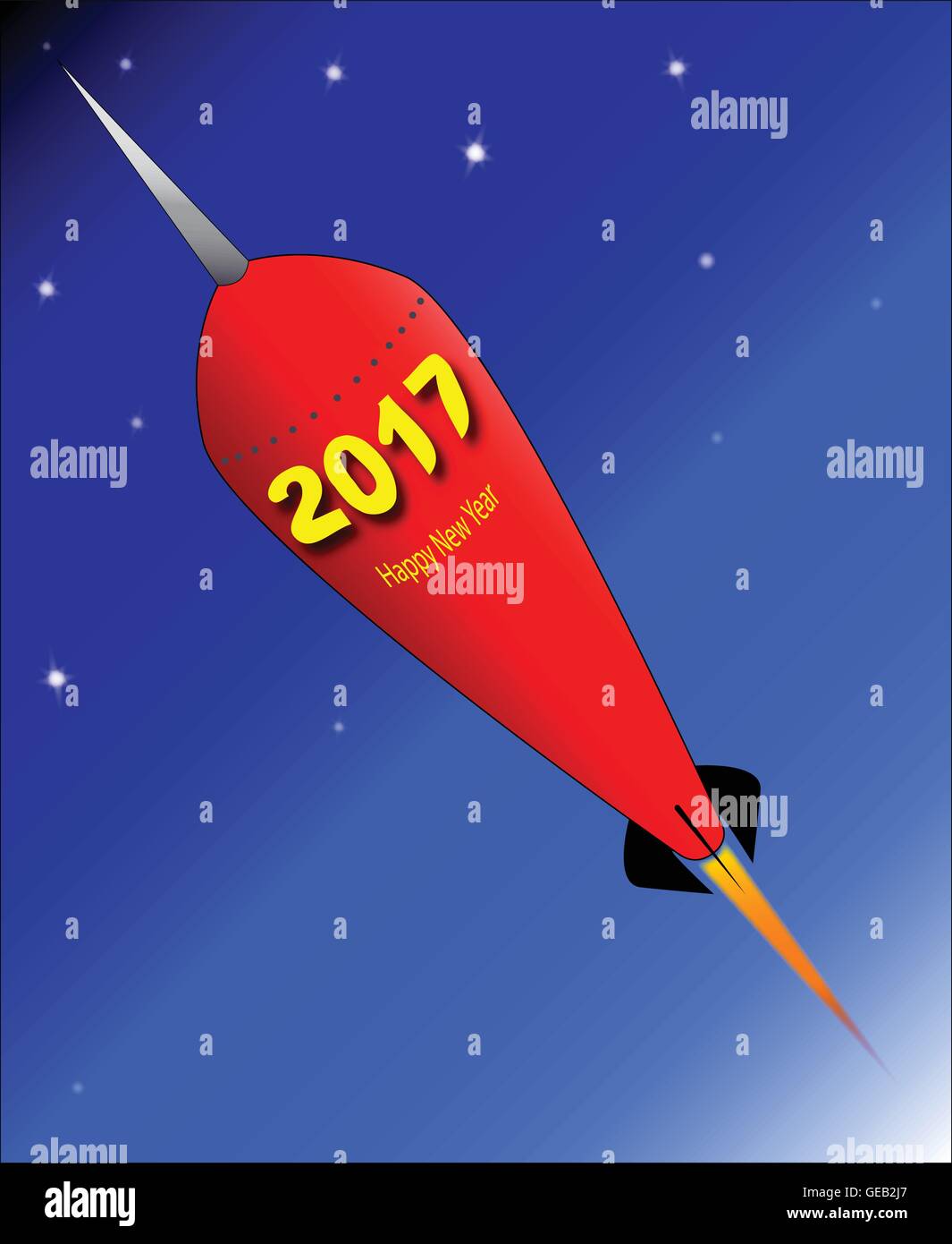 Ein Retro-Look-Rakete mit der Meldung "Happy New Year - 2017". Stock Vektor