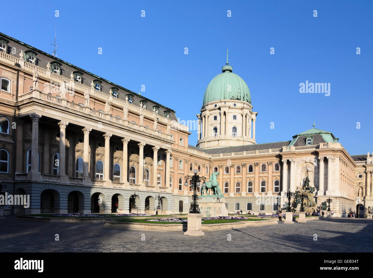 Budapest: äußere Schlosshof des Schloss-Palast, Ungarn, Budapest, Stockfoto