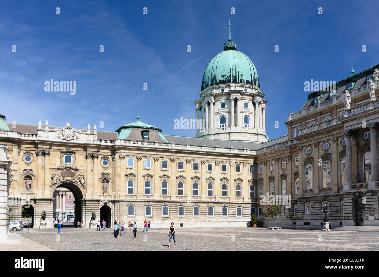 Budapest: Schloßhof Schloß, Lion es Gate, Ungarn, Budapest, Stockfoto