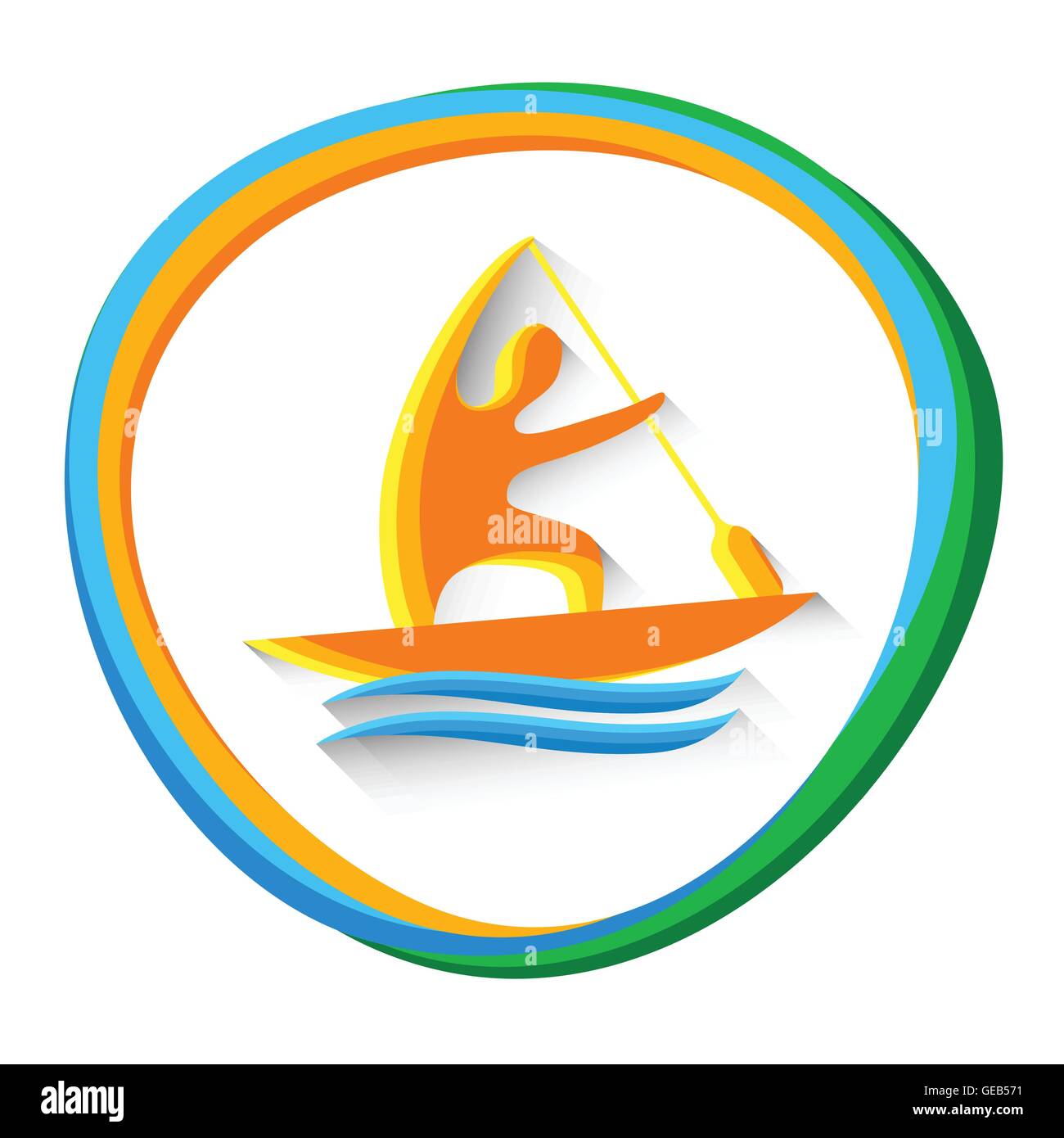 Kanu Sprint Athlet Sport Wettbewerb Symbol Stock Vektor