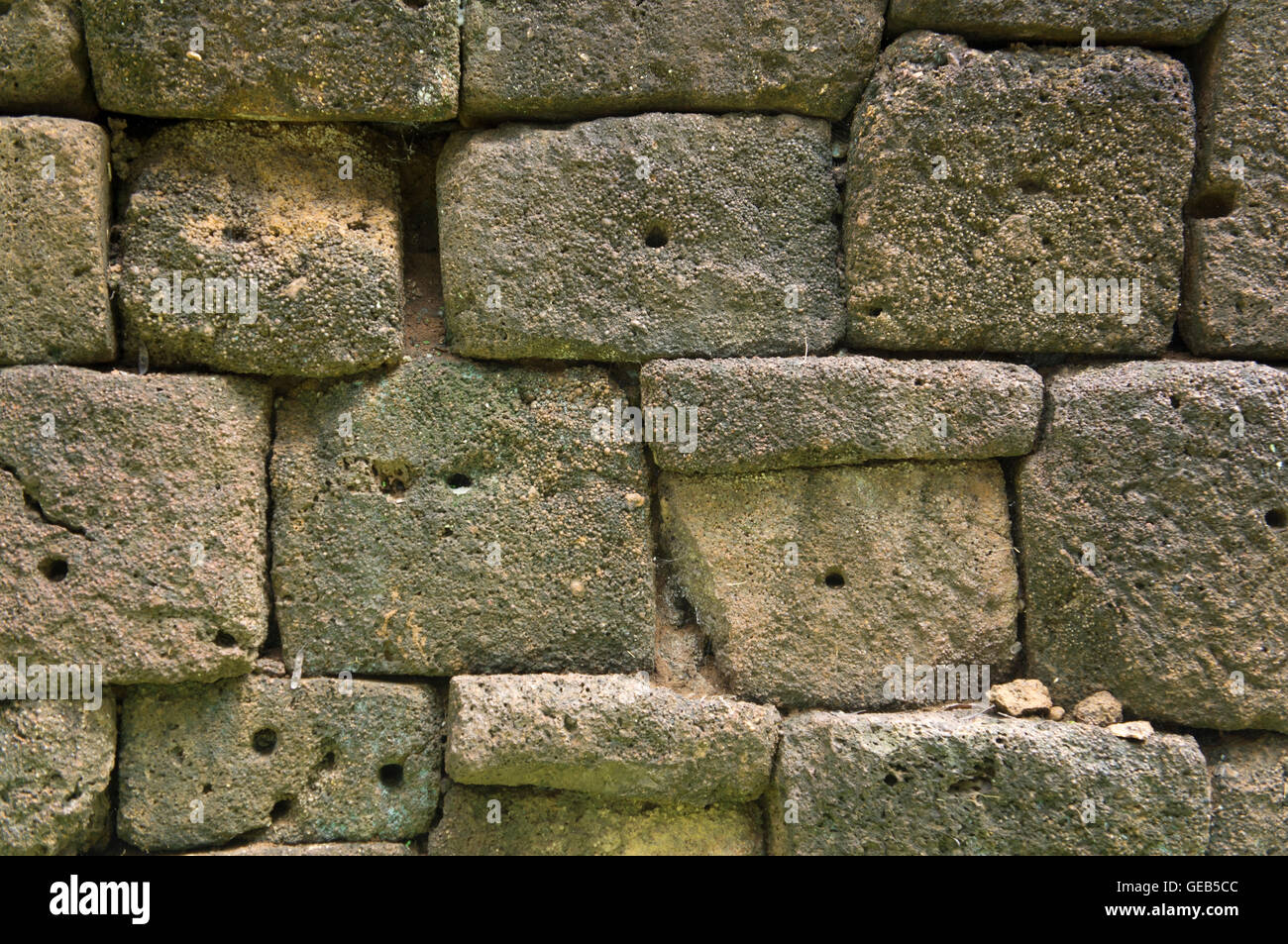 Steinmauer alten Boden alte Ziegel Hintergrund Stockfoto